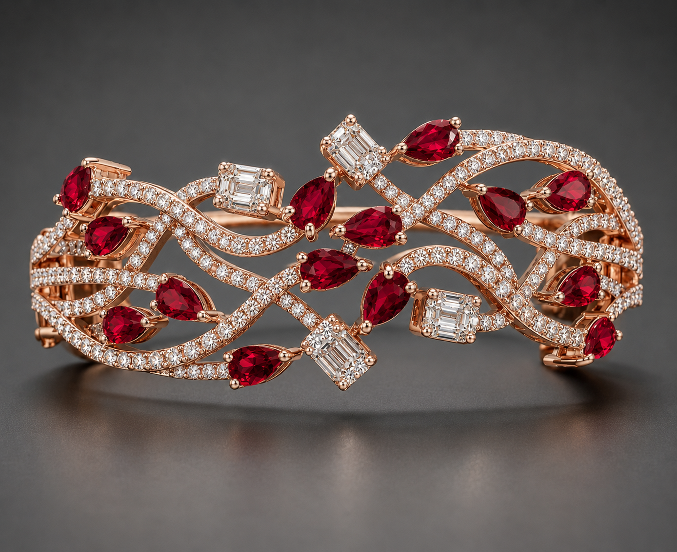 Ruby Cascade Moissanite Bracelet