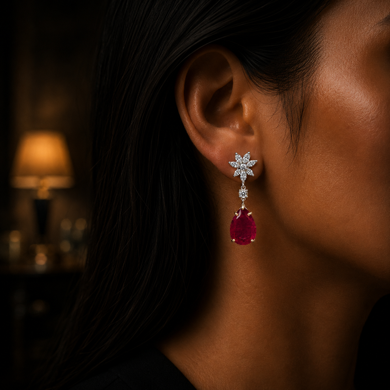 Ruby Fleur Drop Earrings