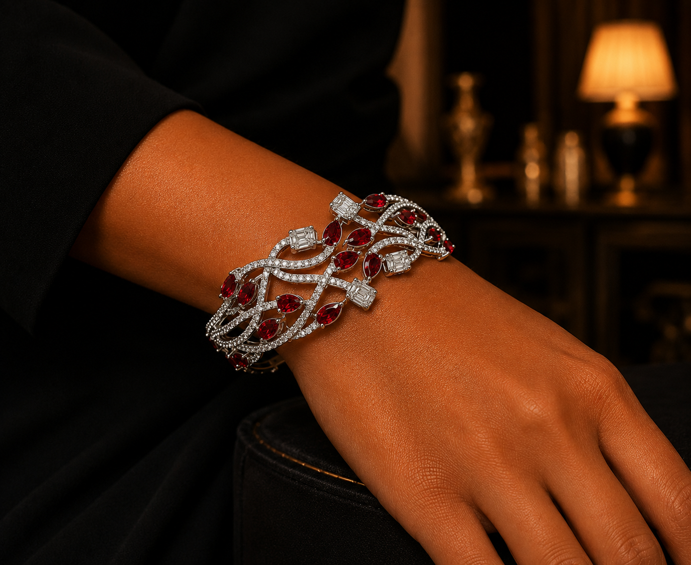 Ruby Cascade Moissanite Bracelet