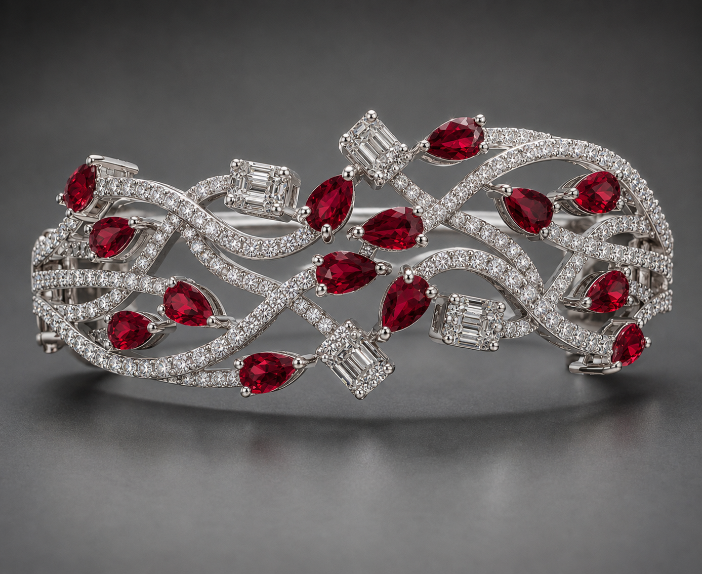 Ruby Cascade Moissanite Bracelet