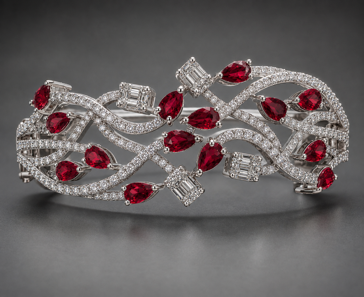 Ruby Cascade Moissanite Bracelet